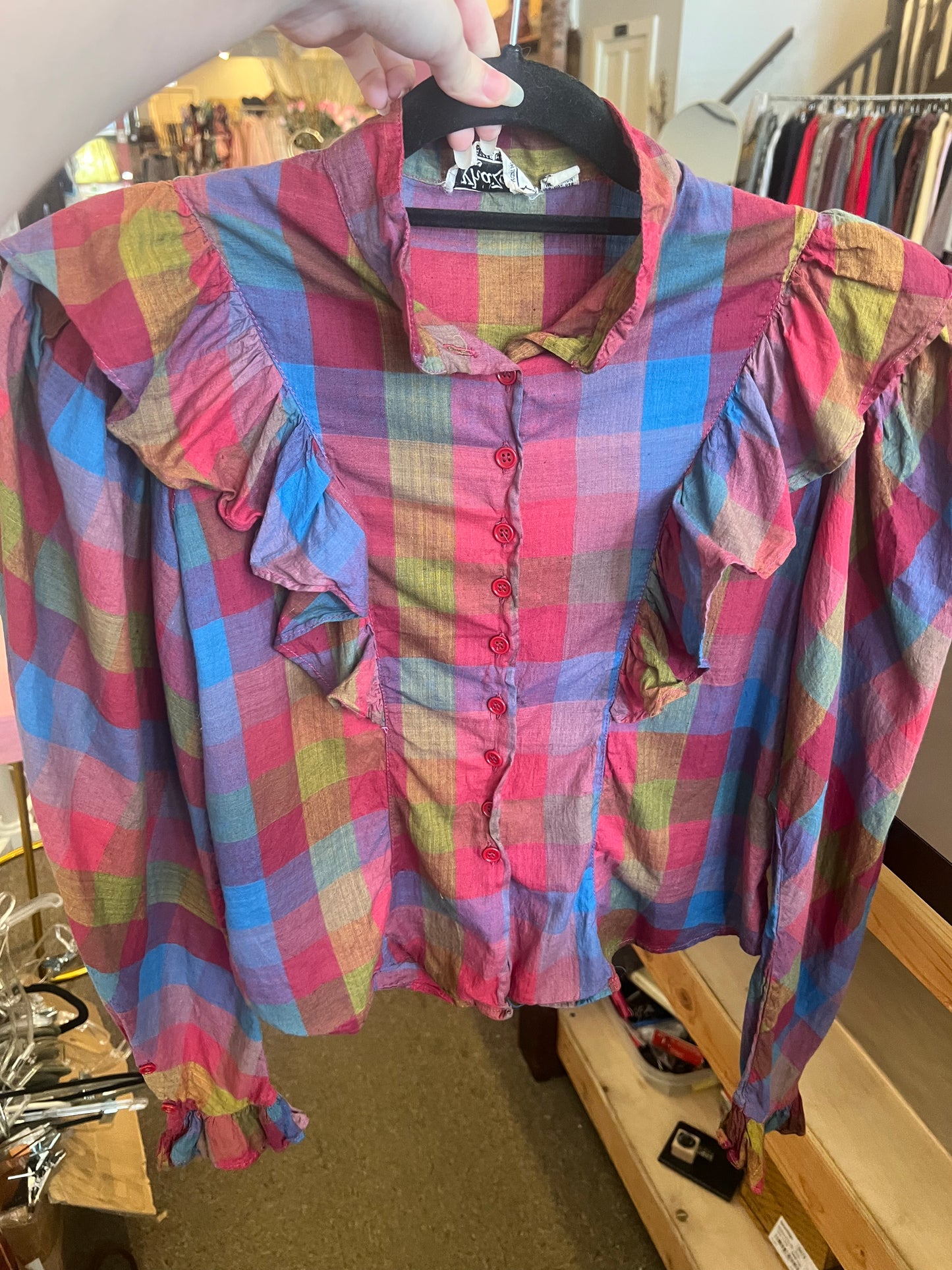 80s Kha Zana Plaid Blouse