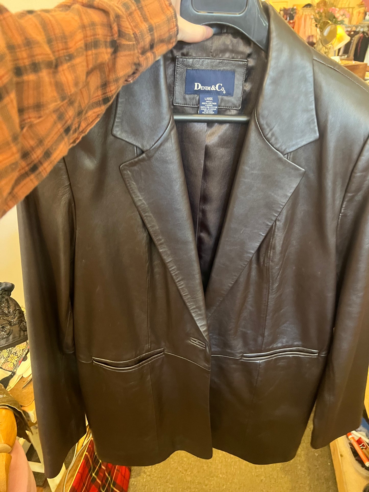90s Denim & Co Leather Blazer Jacket