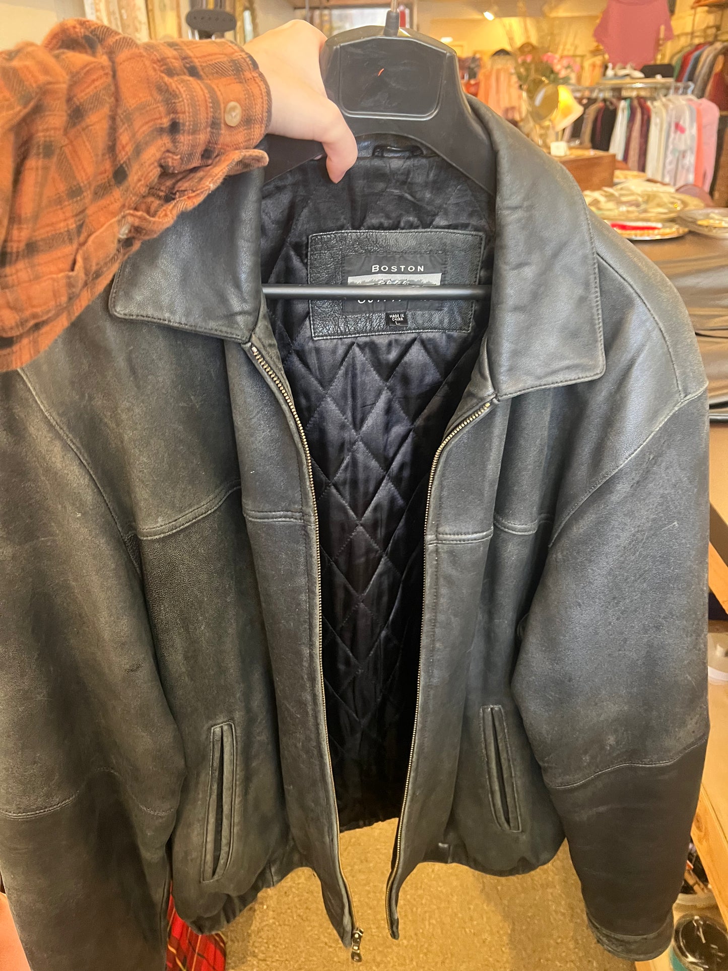 90s Boston Outfitters Leather Bomber Jacket