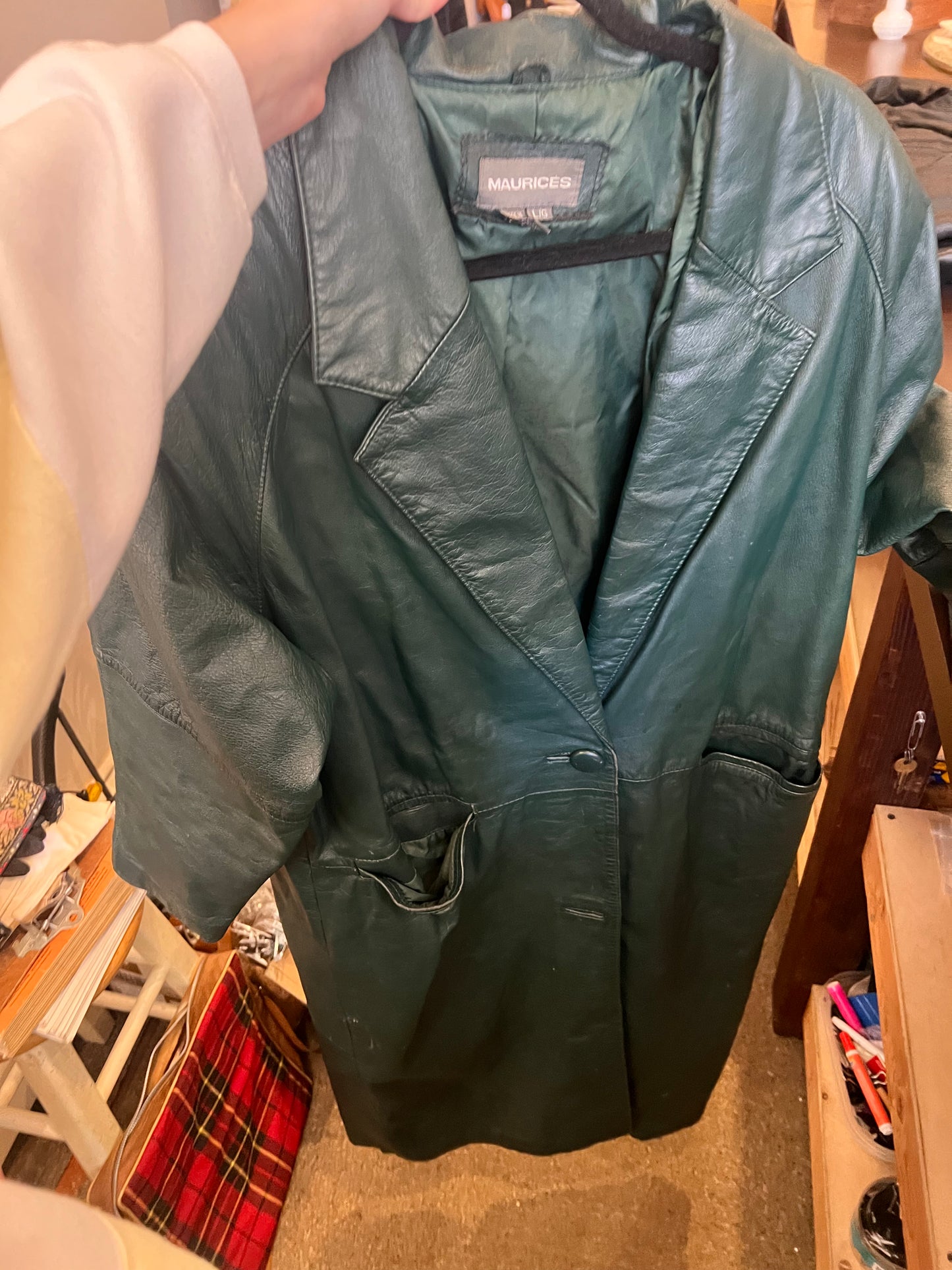 90s Maurices Leather Trench Coat