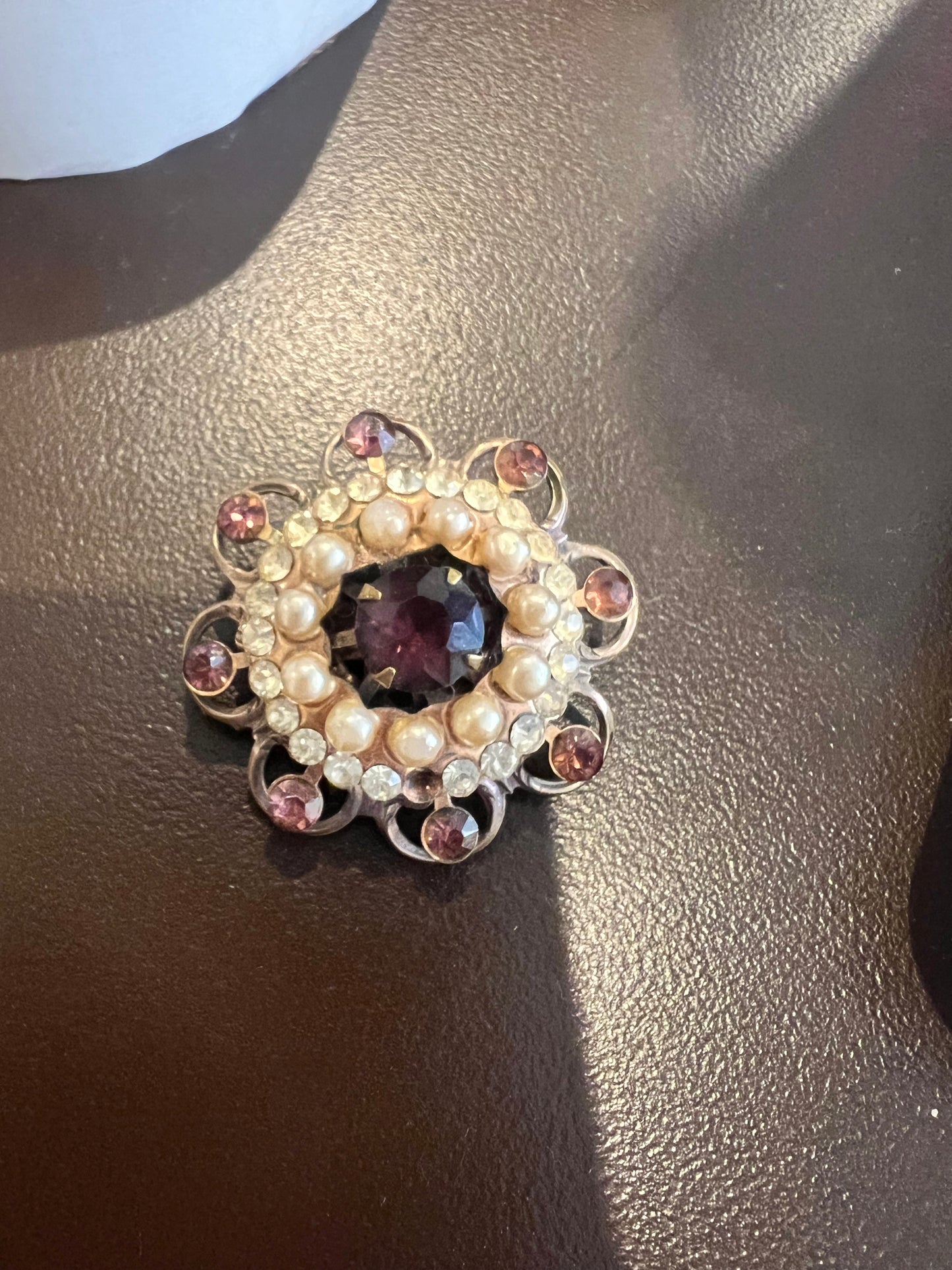 Vintage Pearl & Rhinestone Brooch