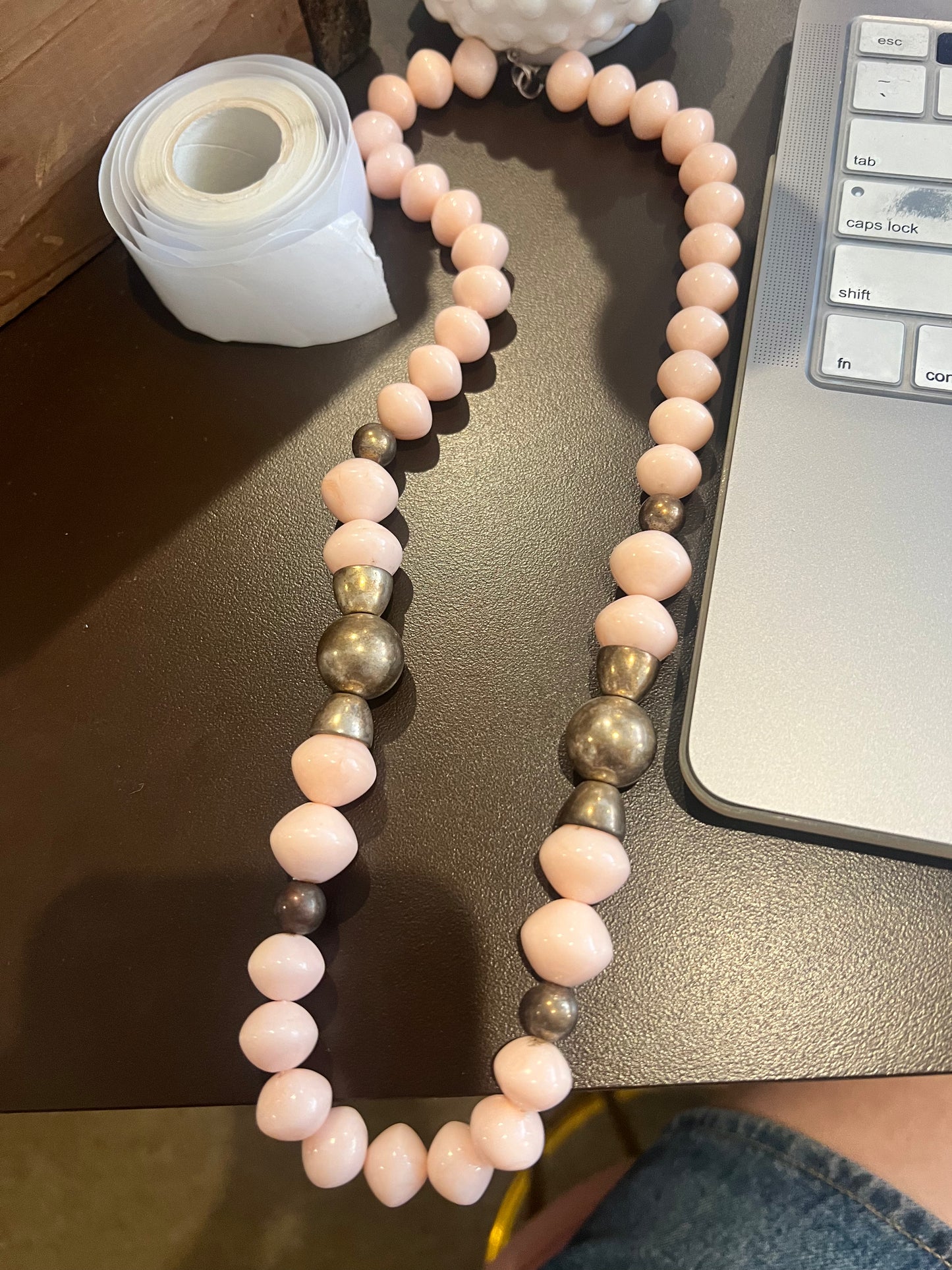 Vintage Beaded & Bronze Necklace