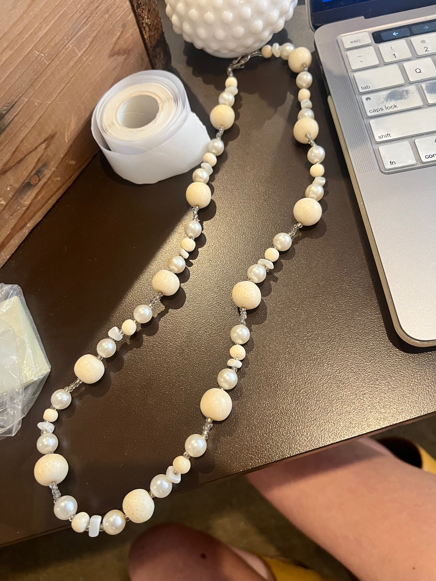 Vintage Stone and Pearl Clasp Necklace