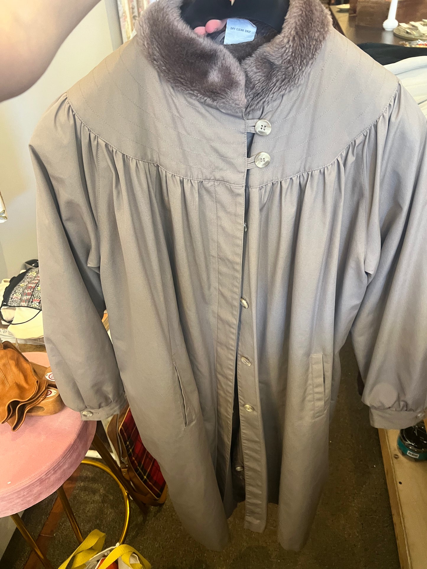 70s/80s Trench Coat w/ Fur Collar
