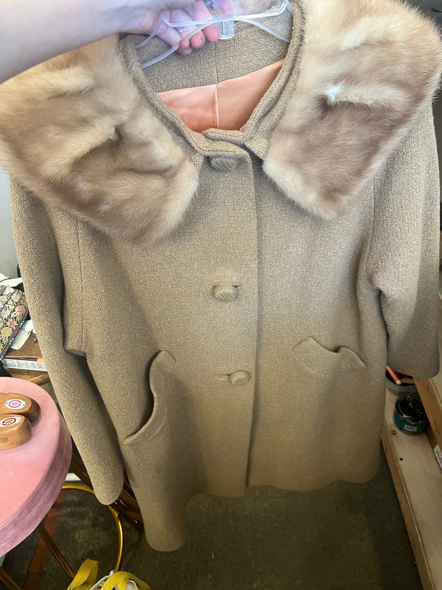 50s Topaz Fur Collar Coat