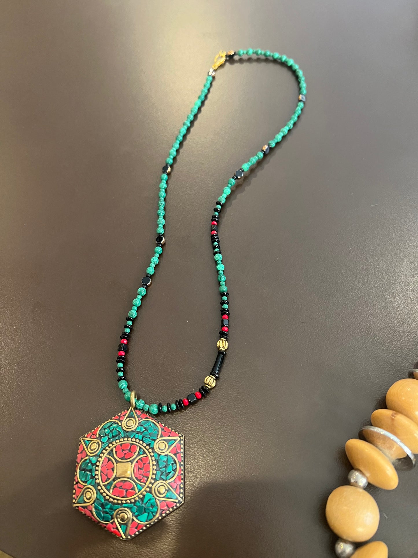 Vintage Beaded Brass Necklace