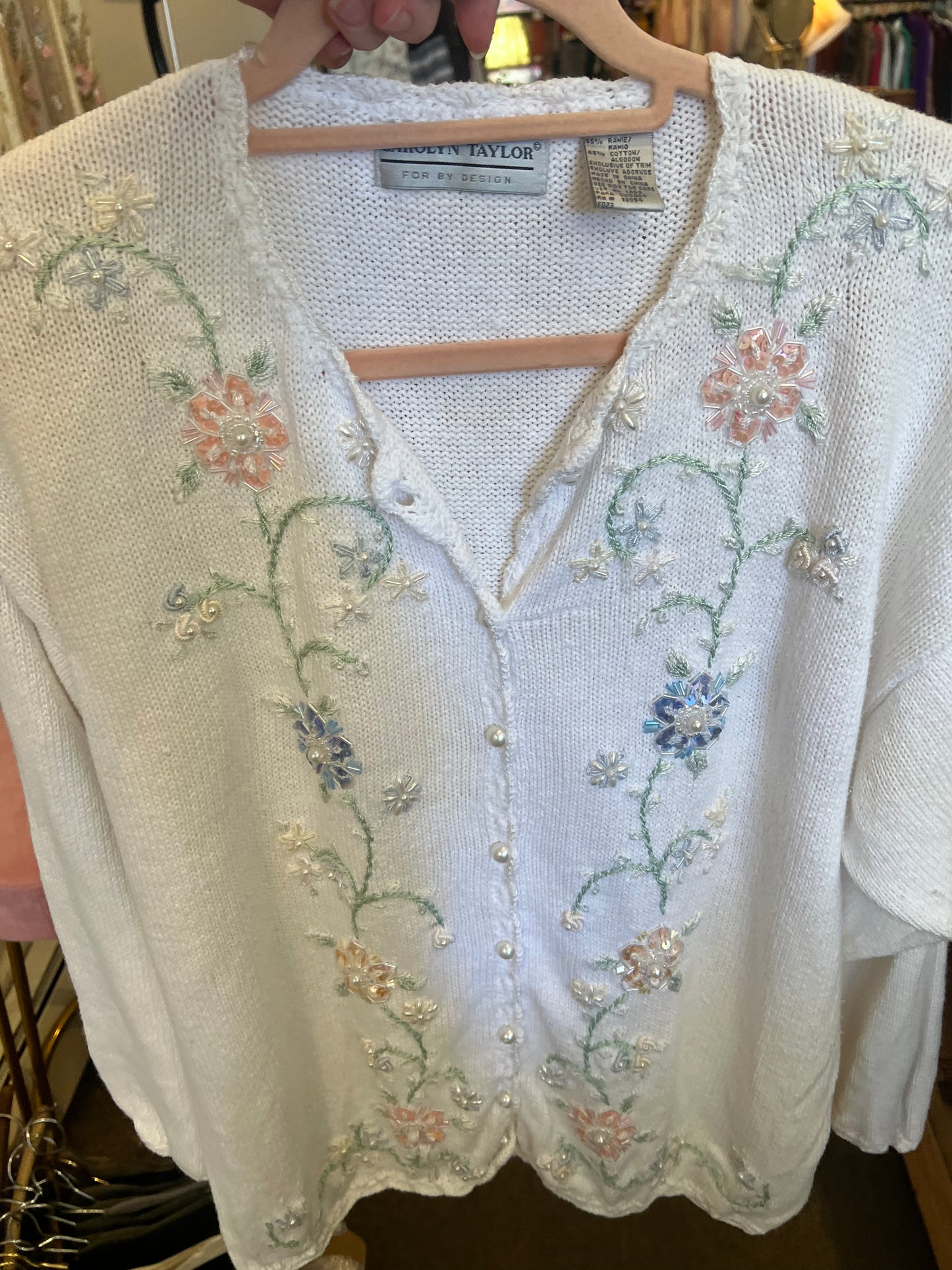 90s Carolyn Taylor Embellished Cardigan