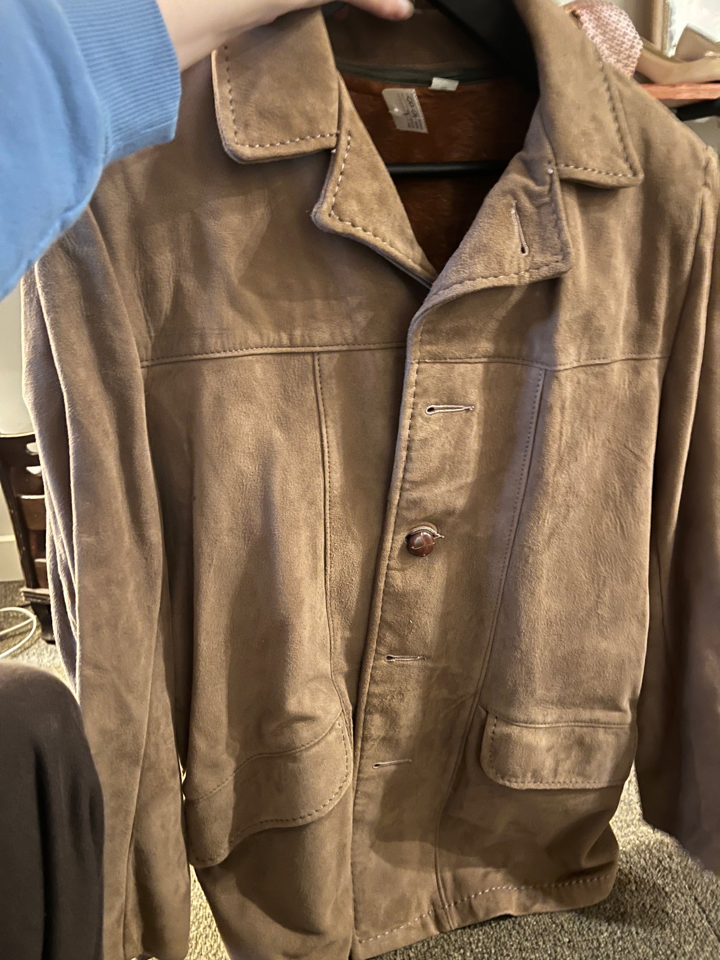 70s Suede Button Front Coat