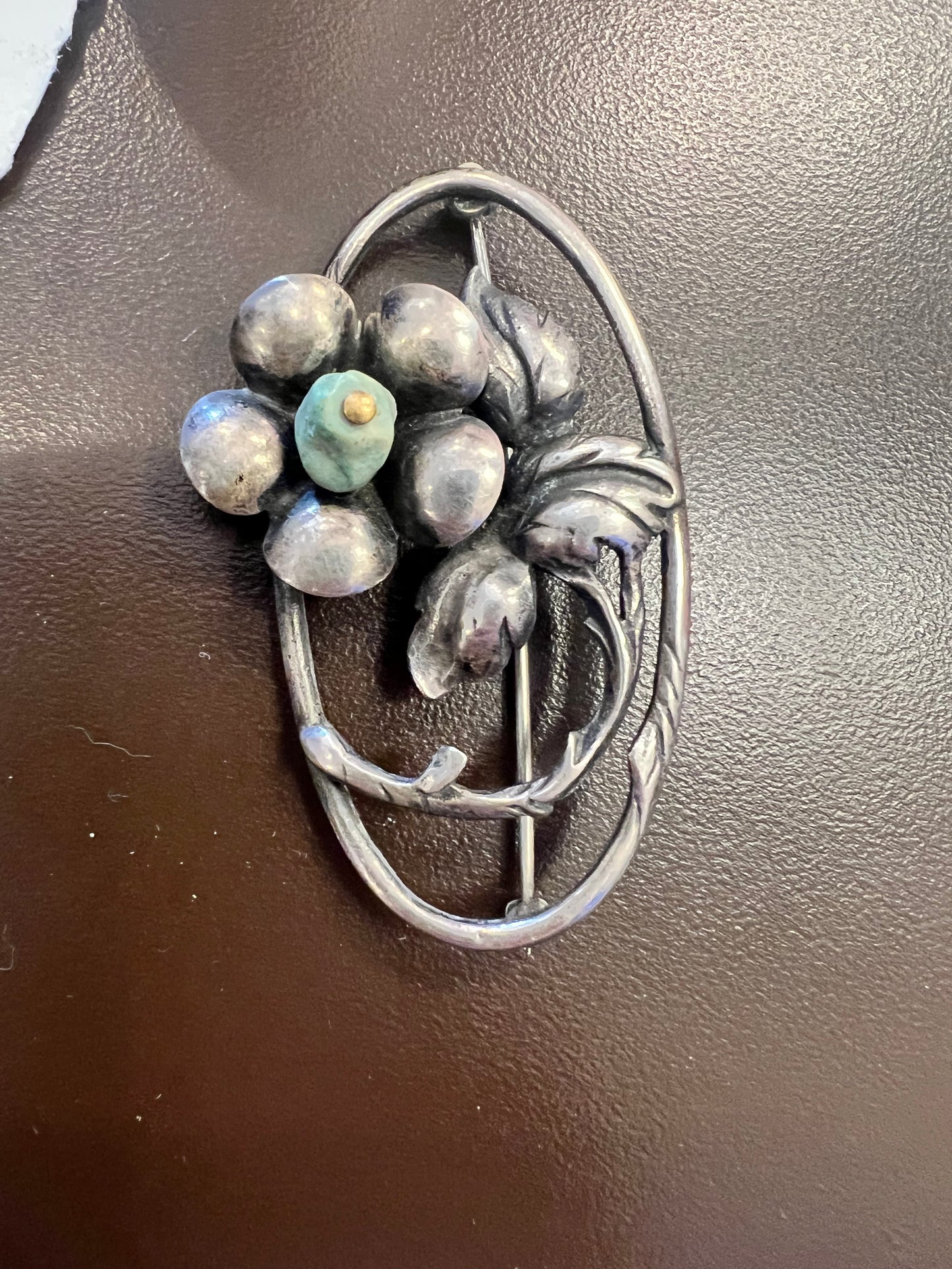 Vintage Sterling Silver Flower Brooch