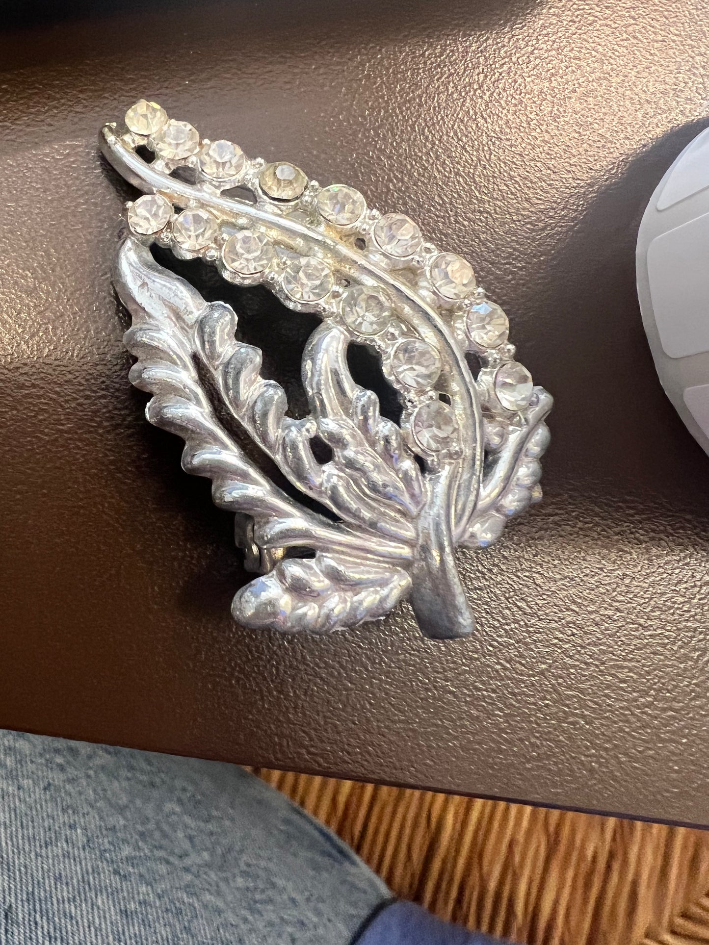 Vintage Silver Tone Leaf Brooch