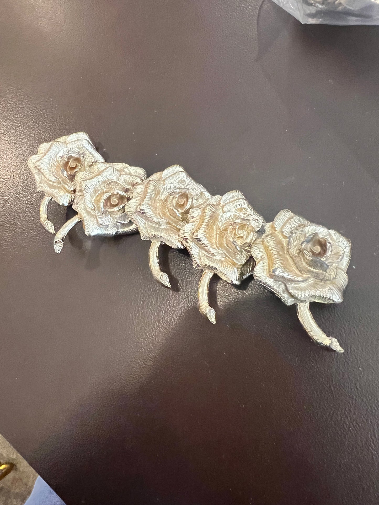 5 Piece Gold Tone Rose Brooch Set