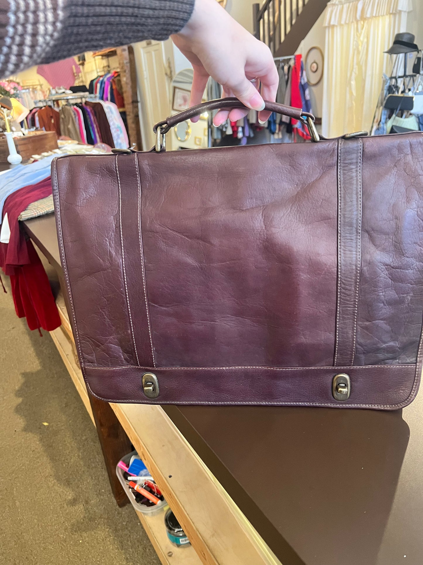 Vintage Le Donne Leather Briefcase Messenger Bag
