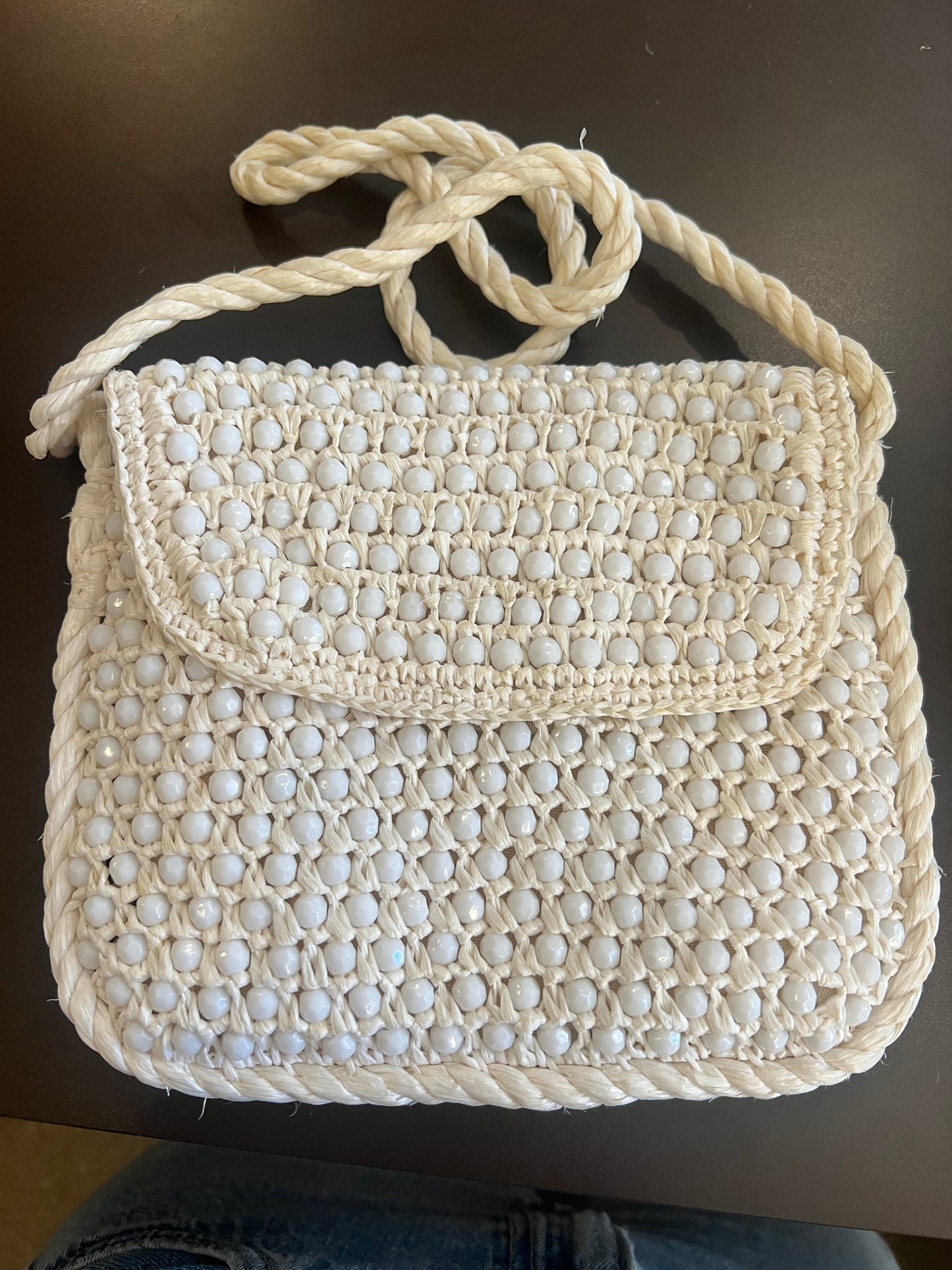 Vintage Magid Beaded Ivory Purse