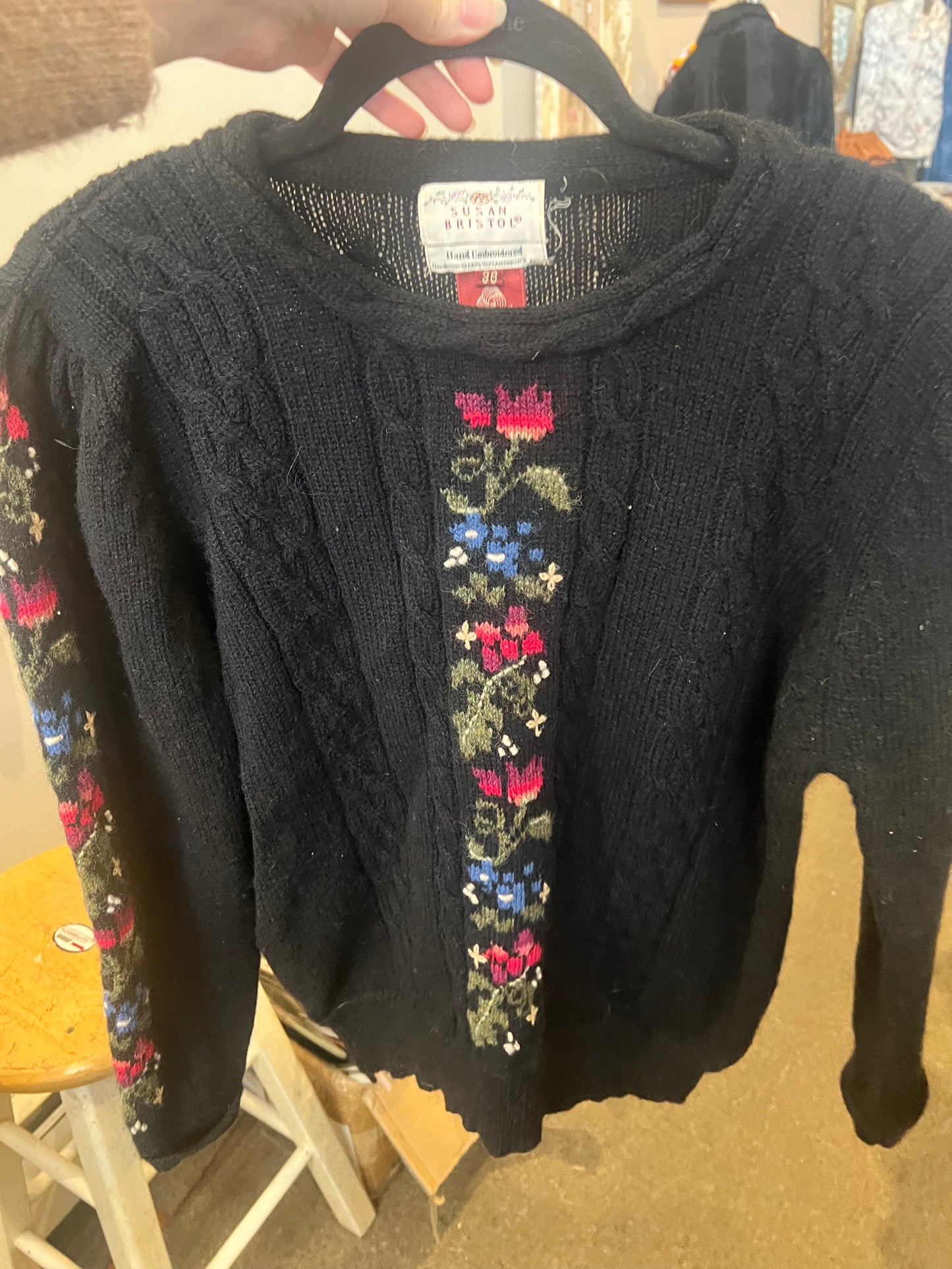90s Susan Bristol Hand Embroidered Sweater
