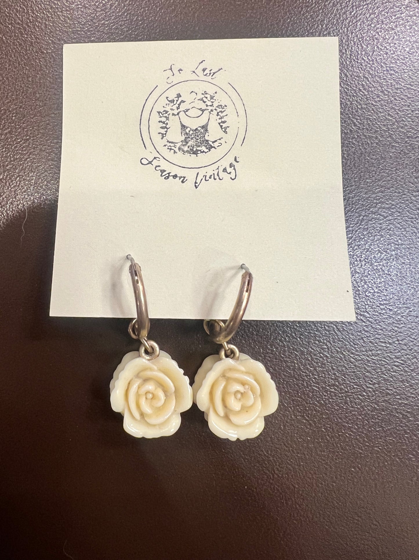 Vintage Carved Rose Earrings