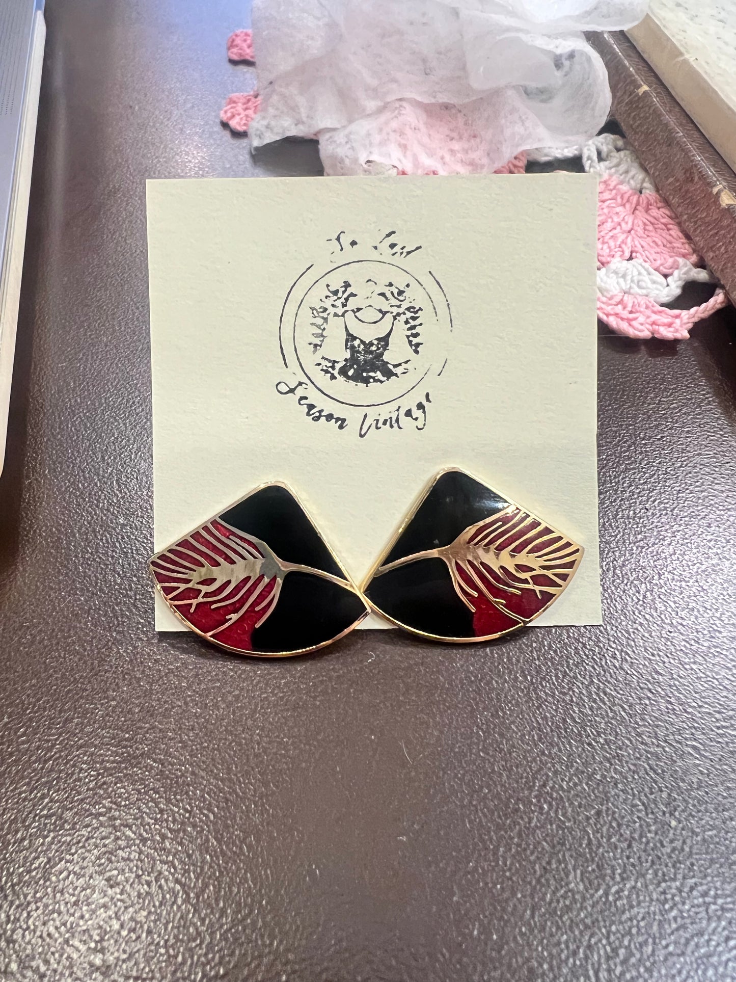 Vintage Roman Enamel Earrings