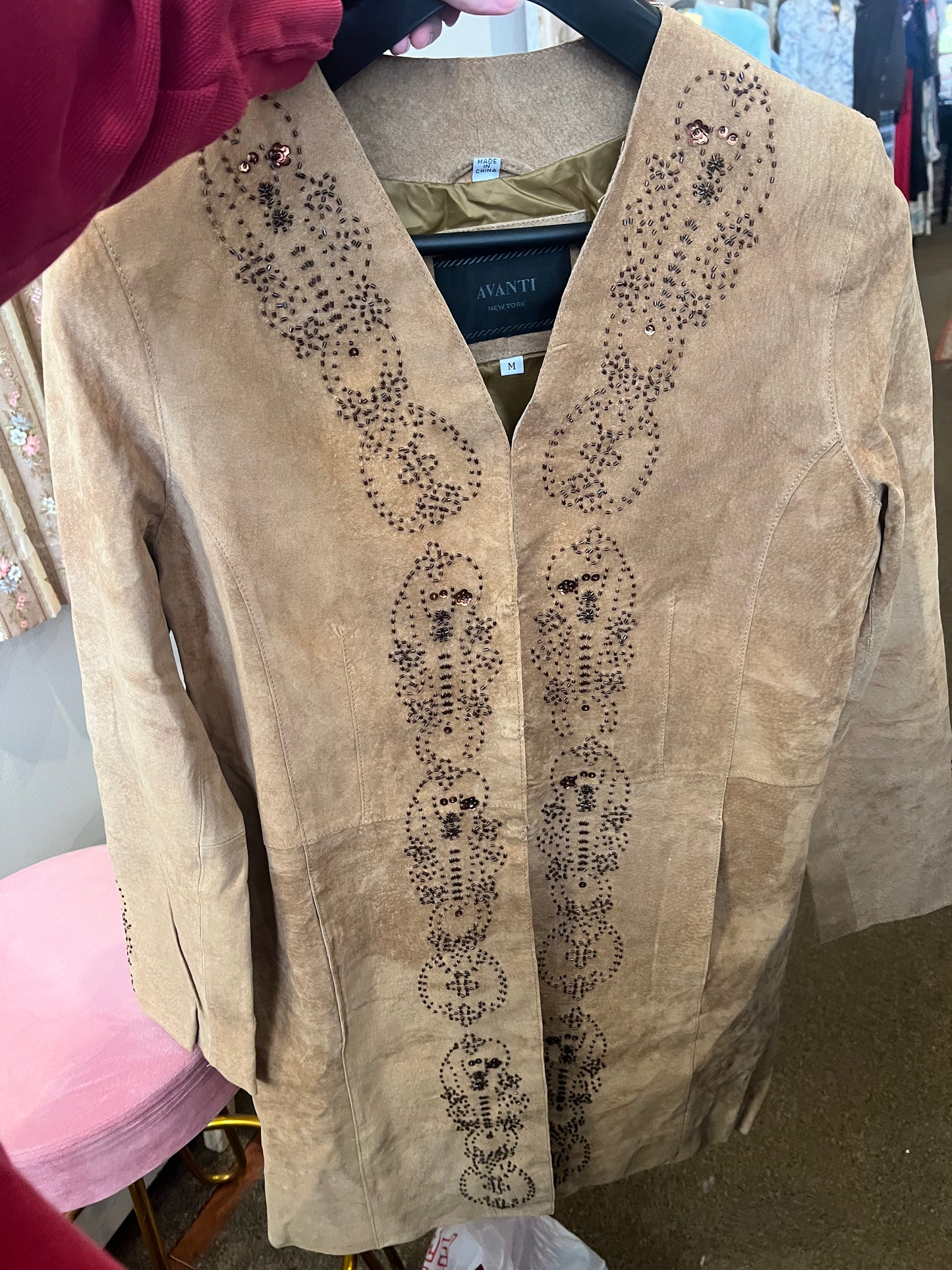 90s/2000s Avanti Suede Beaded Jacket