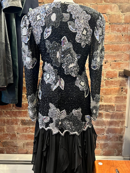 90s Oleg Cassini Beaded Evening Dress